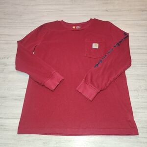 Carhartt Long Sleeve T-shirt Youth Red Boys Size Large 14/16 A2